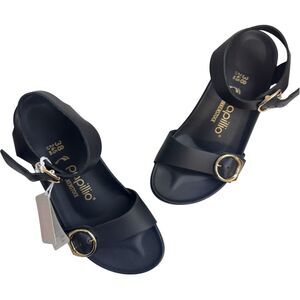 Papillio Birkenstock Soley Ring-Buckle Wedge Sandal Black Oiled Nubuck EU 38